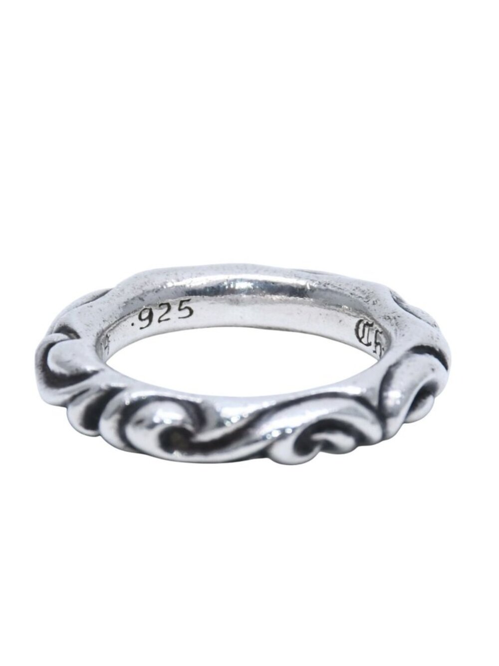 Chrome Hearts Scroll Band Ring 925 Sterling Silver - Gem